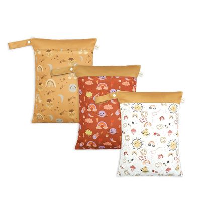 Treer 3-Pack Large Diaper Wet Bags, 30 x 40 cm, Planet Design
