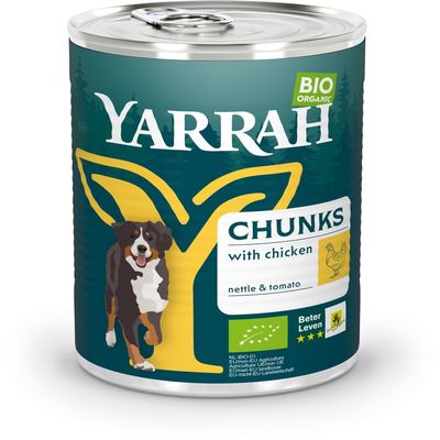 Yarrah Organic Dog Food Canned Chunks Grain-Free Chicken 2 x 405 g