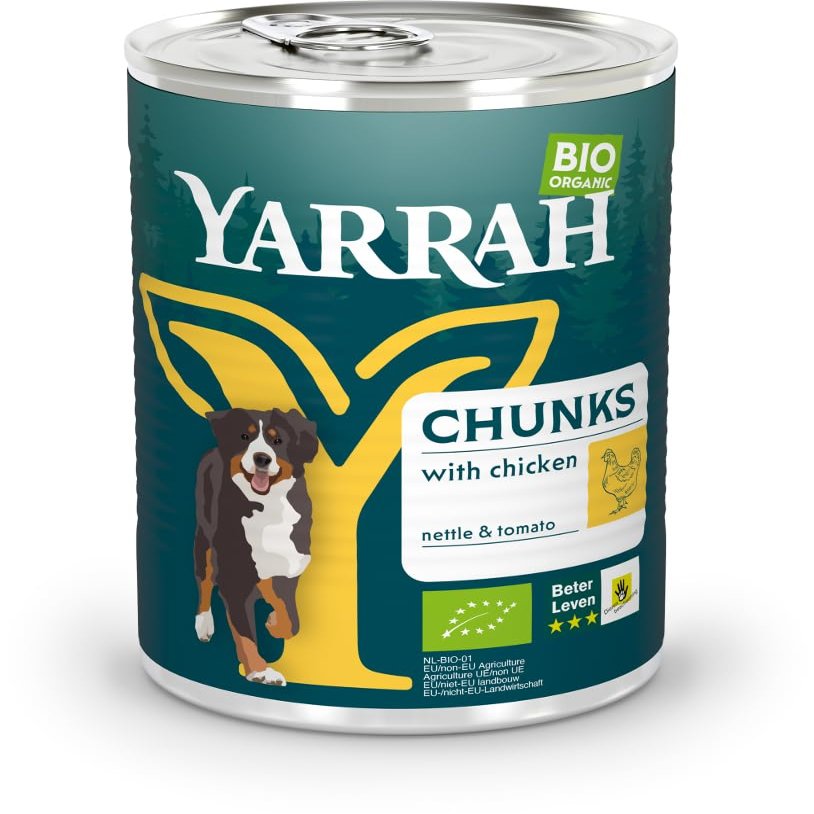 Yarrah Organic Dog Food Canned Chunks Grain-Free Chicken 2 x 405 g