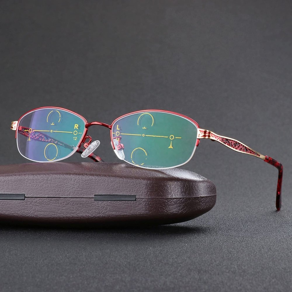 EDGUN Photochromic Progressive Multifocal Reading Glasses, UV400, Red, +1.75