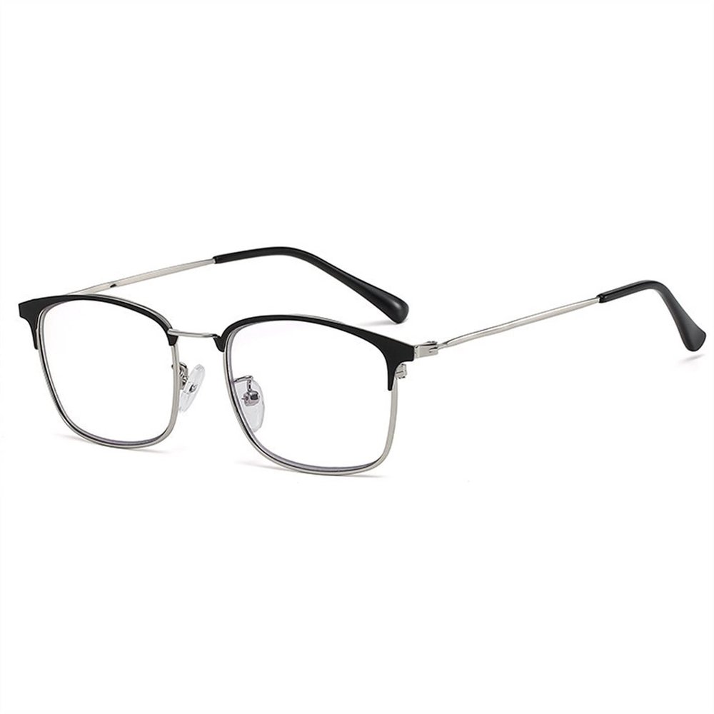 Photochromic Progressive Multifocal Blue-Light-Blocking Reading Glasses, Black/Silver, +2.0