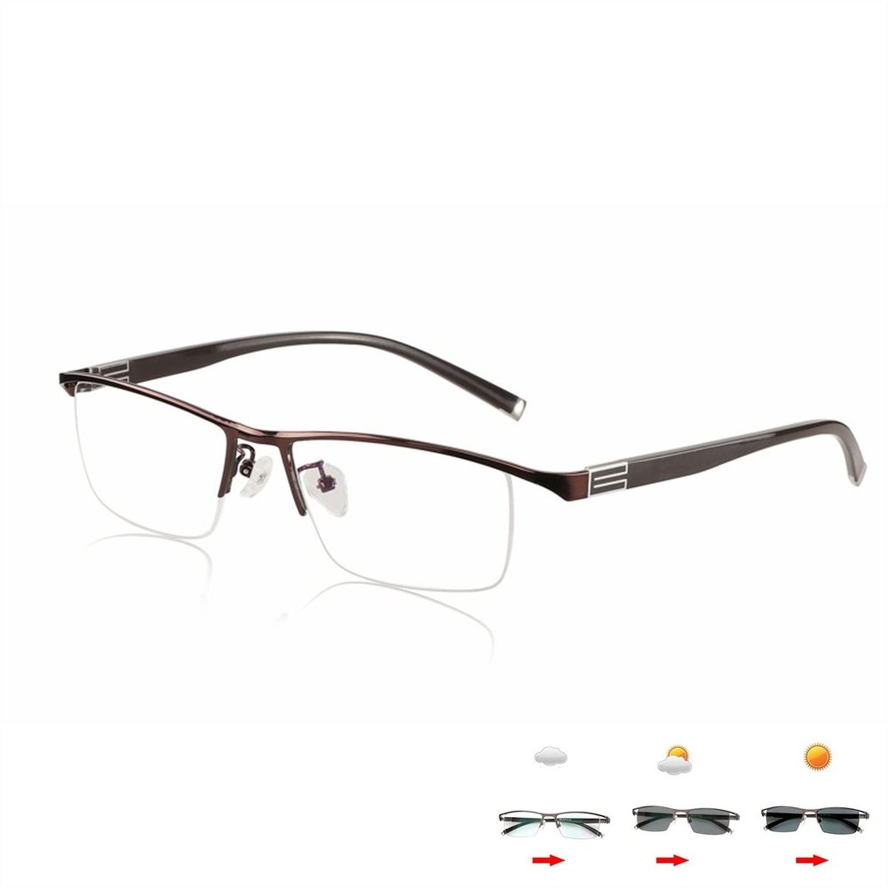 EDGUN Photochromic Progressive Multifocal Reading Glasses, UV400, Brown 1, Size 0
