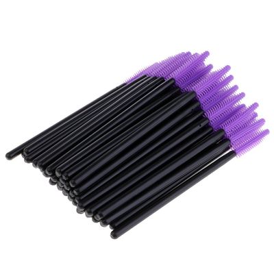 barenx 50 Disposable Eyelash Brushes, Mascara Wands, Applicators, Purple
