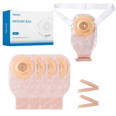 10 Stoma Bags, One-Piece Drainable Ostomy Pouches with Clip Closure, for Ileostomies, Up to 45 mm