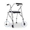 Two-Button Folding Walker with Wheels, Lightweight Height-Adjustable Aluminum, Black view 1