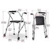 Two-Button Folding Walker with Wheels, Lightweight Height-Adjustable Aluminum, Black view 2