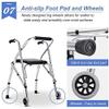 Two-Button Folding Walker with Wheels, Lightweight Height-Adjustable Aluminum, Black view 4