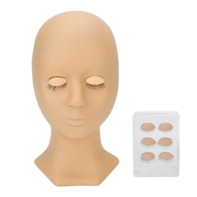 Replaceable Eyelid Mannequin Head with 4 Pairs of Interchangeable Eyelids, Yellow
