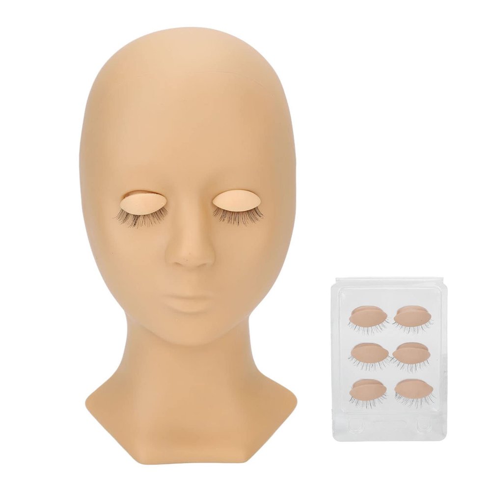 Replaceable Eyelid Mannequin Head with 4 Pairs of Interchangeable Eyelids, Yellow