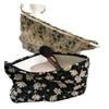 PURRL Women's Cosmetic Bag, Embroidered Daisies, Korean Travel Toiletry Bag, Canvas Makeup Case Organizer Pencil Pouch (Color: S beige) view 2