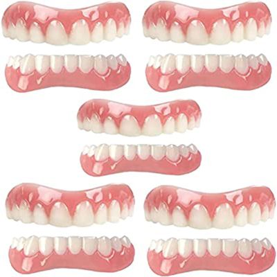 EMERZE False Teeth Veneers, Silicone Prostheses, Cosmetic Temporary Dentures, Upper and Lower Matching Set, Unisex, Natural Shade, Comfortable Fit, 5 Pairs
