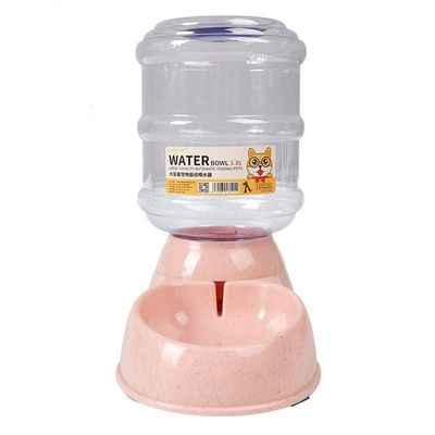 ALLZZY 3.8 L Automatic Dog Water Dispenser and Pet Food Bowl, Pink