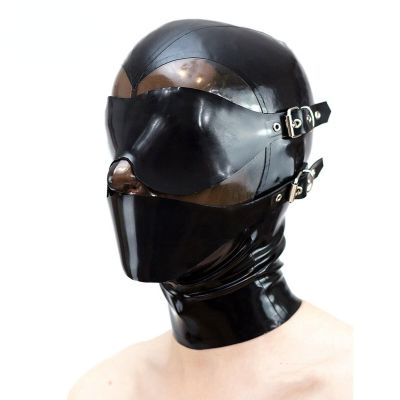 SALANSEX Full-Face Latex BDSM Hood with Removable Eye and Mouth Patches