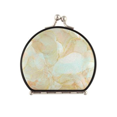 Vnurnrn Abstract Marble Watercolor Folding Compact Makeup Mirror