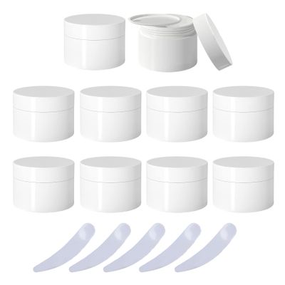 LusDoly 10-Pack 50 ml White Plastic Cosmetic Jars with Screw Lids
