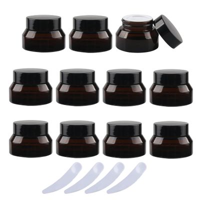 LusDoly 12-Pack 15 ml Brown Glass Cosmetic Jars with Lids and Liners