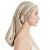 NALEINING 2-Pack 100% Mulberry Silk Sleep Caps, Long, Elastic, Breathable, Apricot (01) view 1