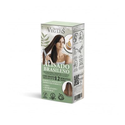 VEGLISS Brazilian Keratin Hair Smoothing Set – Shampoo 30 ml + Treatment 120 ml – Vegan Anti-Frizz Smoothing at Home, Up to 12 Weeks – Formaldehyde-Free