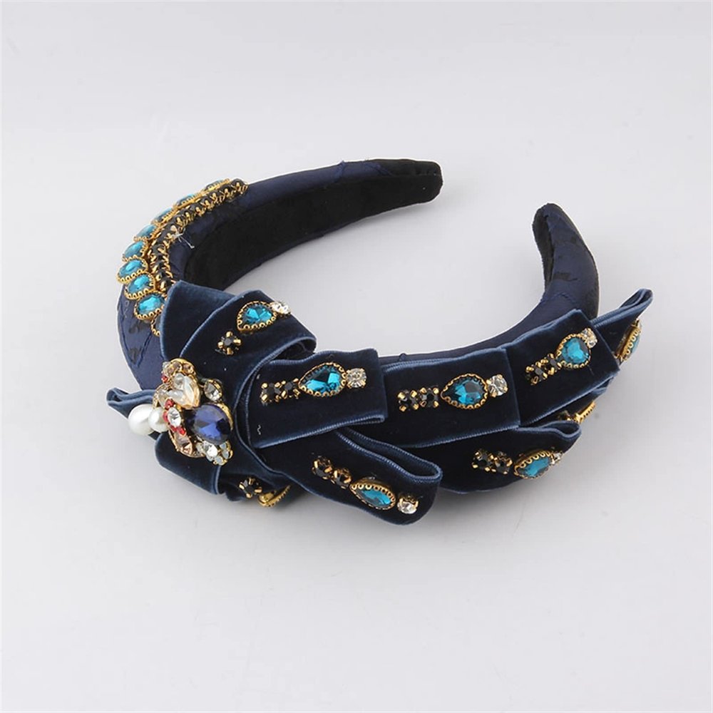 KASUK Handmade Baroque Crystal-Padded Headbands for Women, Rhinestone Hair Accessories (Color: E)