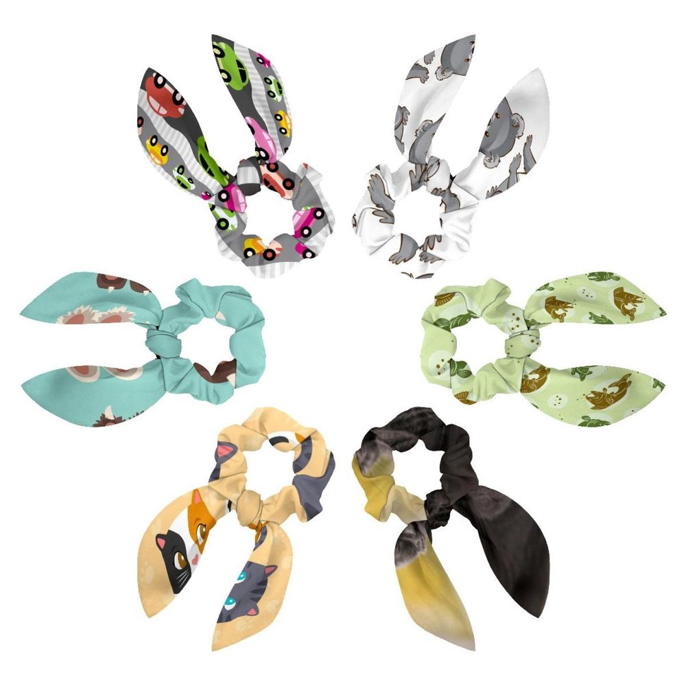 Bow Hair Ties, Koala Pattern, 6-Pack