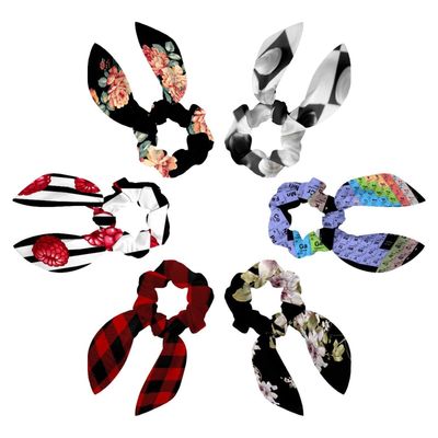 Plaid Scarf Hair Ties, Ponytail Holders for Women and Girls, 6-Pack