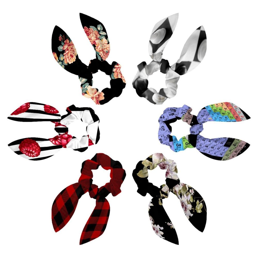 Plaid Scarf Hair Ties, Ponytail Holders for Women and Girls, 6-Pack