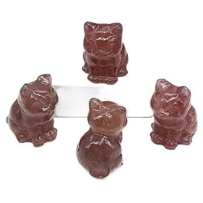 HXSCOO 30 mm Natural Stone and Crystal Cat Figurines, Hand-Carved Healing Animal Statue, Reiki Gemstone Craft, Home Decor