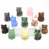 HXSCOO 30 mm Natural Stone and Crystal Cat Figurines, Hand-Carved Healing Animal Statue, Reiki Gemstone Craft, Home Decor view 2