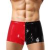 Men's Wetlook Boxer Shorts with Zipper, Sexy Glossy-Look Underwear, Red, L view 1