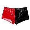 Men's Wetlook Boxer Shorts with Zipper, Sexy Glossy-Look Underwear, Red, L view 3