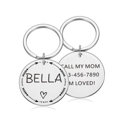 Personalized Stainless Steel Pet ID Tag, Round, Silver, 20 x 20 mm