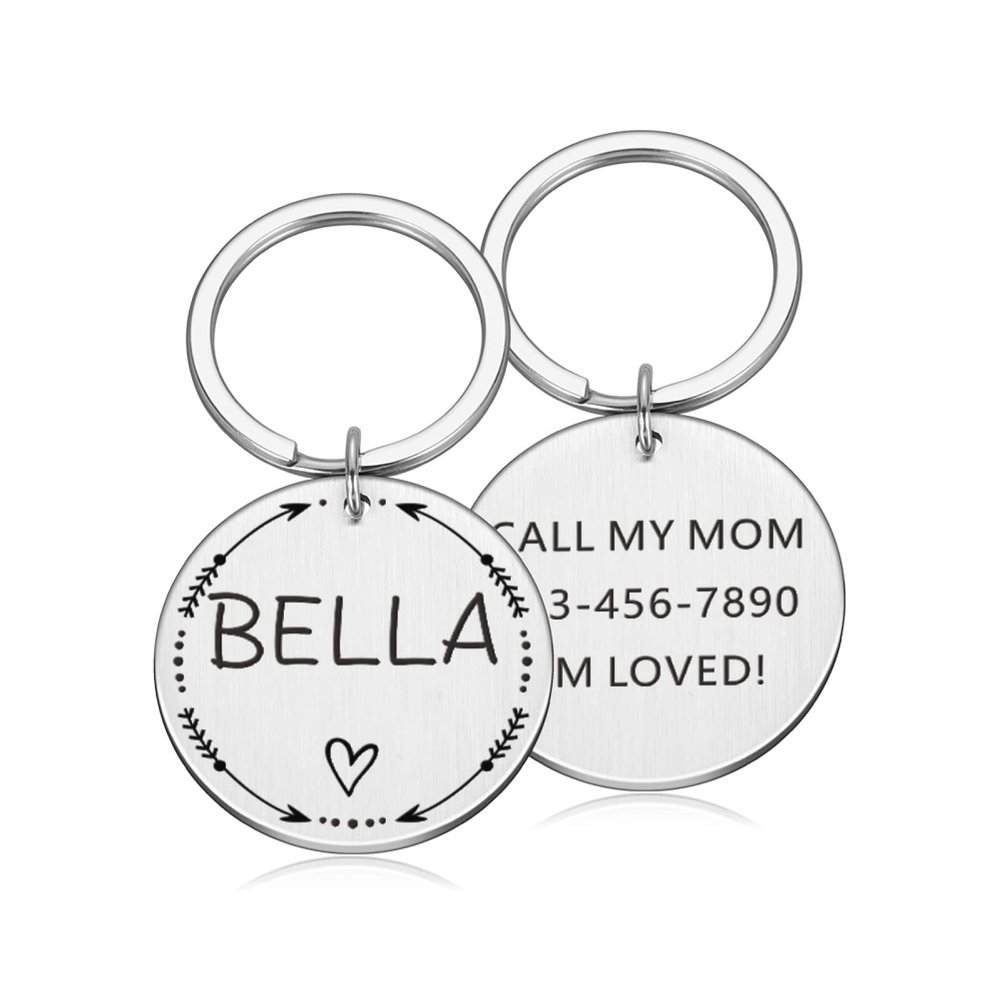 Personalized Stainless Steel Pet ID Tag, Round, Silver, 20 x 20 mm