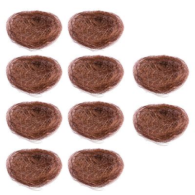 BESTonZON 10-Piece Natural Woven Artificial Bird Nests, Dark Brown