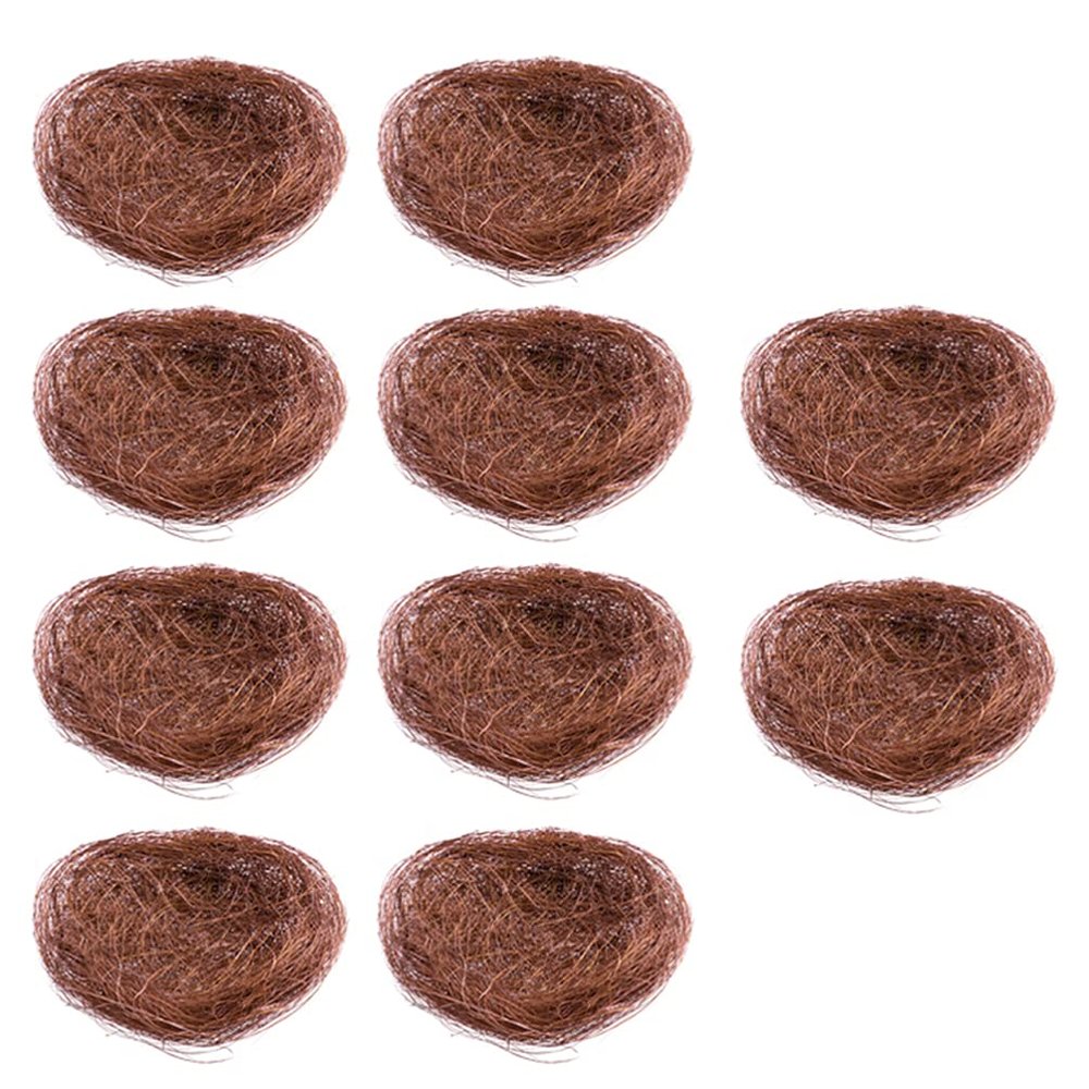 BESTonZON 10-Piece Natural Woven Artificial Bird Nests, Dark Brown