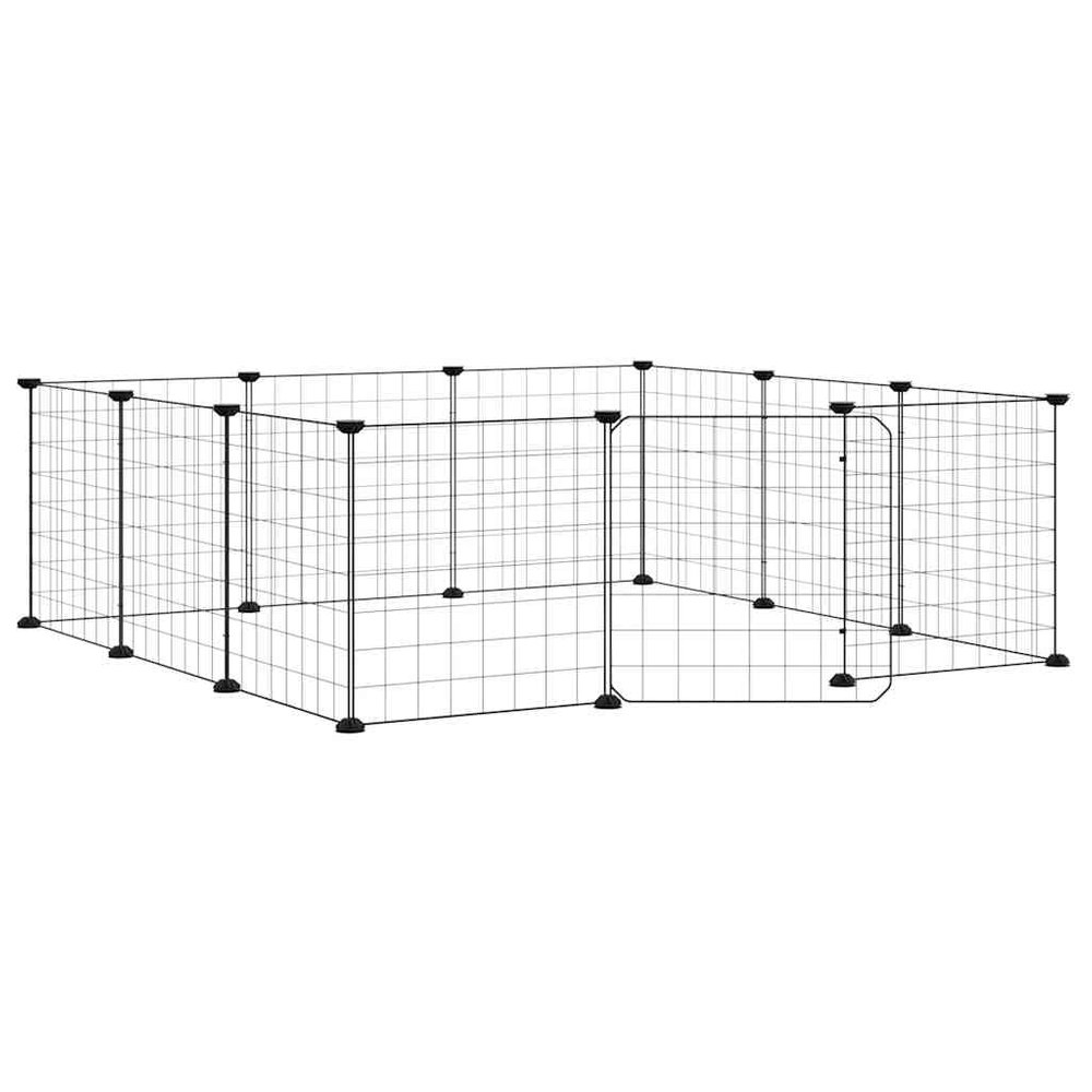 Bussandri Exclusive 12-Piece Pet Cage with Door, Black, 35 x 35 cm, Steel