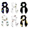 6-Piece Hair Scarf Scrunchies with Nautical Anchor and Sunflower Designs view 1