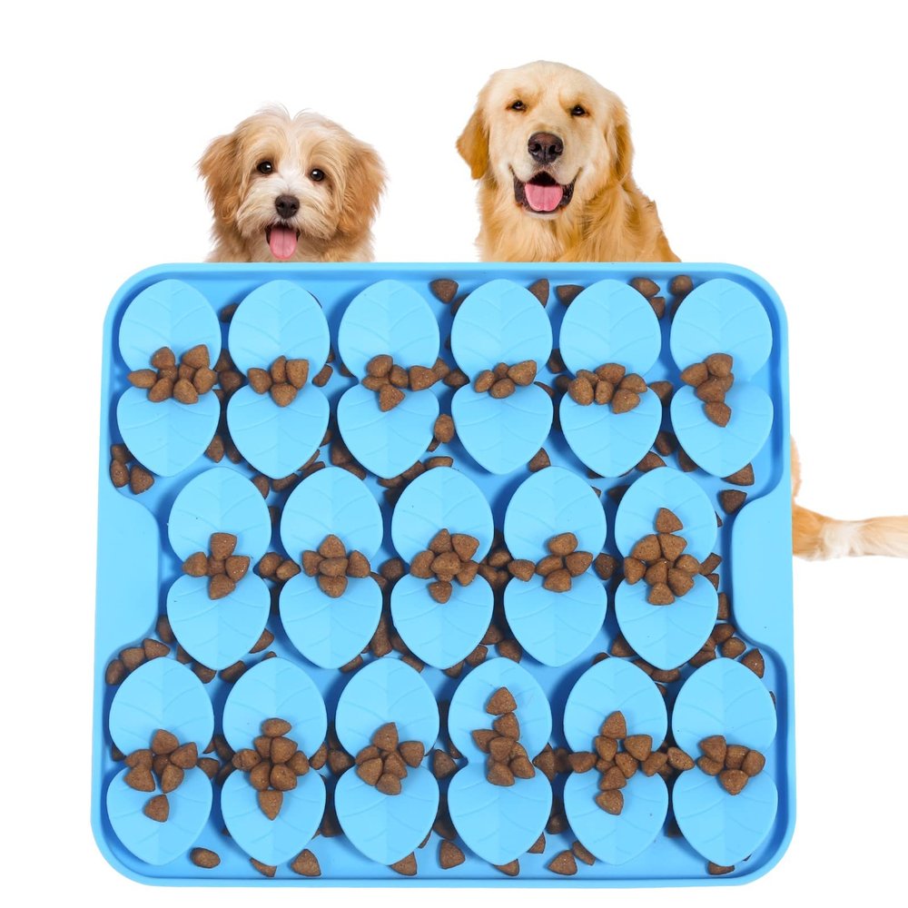 VOOWO Silicone Snuffle Mat and Lick Mat for Dogs, Slow Feeder, Small, Blue