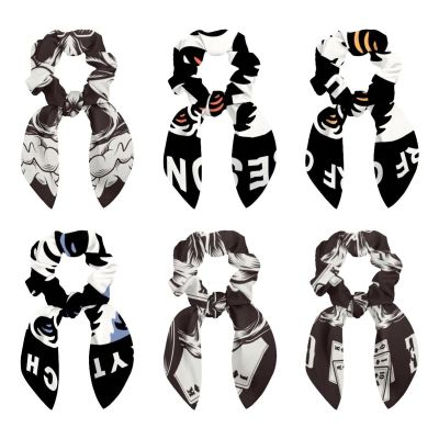 6-Piece Summer Coconut Skull Hair Scarf Ties with Bows, Elastic Ponytail Holders for Women and Teen Girls