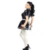 24-Color Cosplay Maid Dress with Apron, Sexy Stand-Collar Latex Dress for Women, Role-Play Maid Costume, Retro Party Short Sleeve view 2