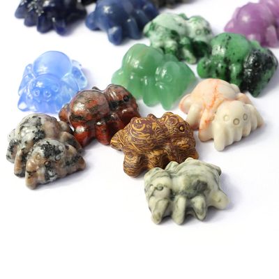 HXSCOO Cute Spider Natural Crystal Mineral Pyrite Quartz Carving Mini Stone Figurine