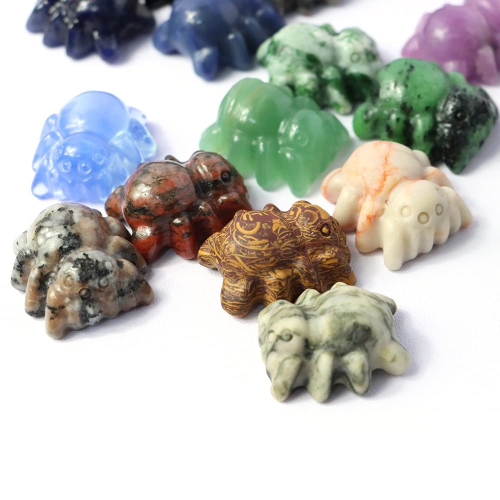 HXSCOO Cute Spider Natural Crystal Mineral Pyrite Quartz Carving Mini Stone Figurine