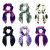 6-Piece Swedish Folk Cartoon Cat Hair Scarf Scrunchies with Bows view 1