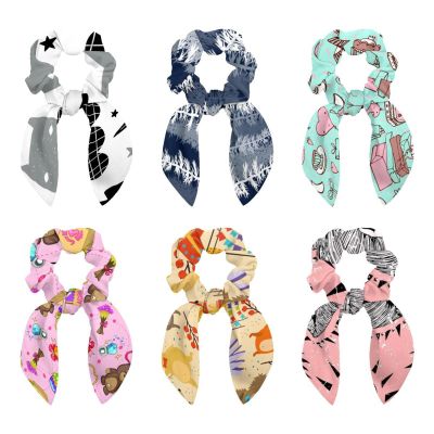 6-Piece Scarf Hair Tie Set with Bows for Women and Teen Girls