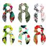 6-Piece Parrot & Palm Leaf Scarf Scrunchies with Bows view 1