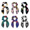 6-Piece Sugar Skull Flower Hair Scarf Scrunchies with Bows view 1