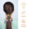 6-Piece Sugar Skull Flower Hair Scarf Scrunchies with Bows view 2