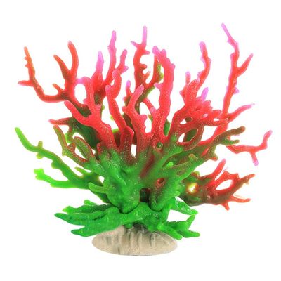 Hapihom Artificial Aquarium Plants, Silicone Coral Ornament, Pink and Green