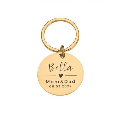 Personalized Name Tag, Mirror-Finish Dog Tag, Anti-Lost Collar Tag, Engraved Pet Memorial Decor, Gold, 20 mm
