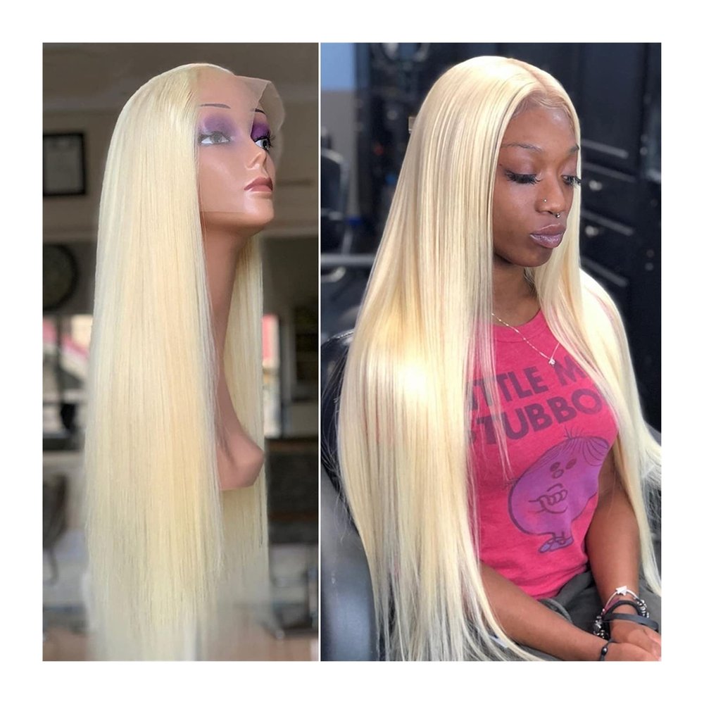 HD Transparent Lace Front Human Hair Wig, Blonde Brazilian Hair, 13x4 Lace Frontal, #613, Long Straight with Baby Hair
