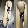 HD Transparent Lace Front Human Hair Wig, Blonde Brazilian Hair, 13x4 Lace Frontal, #613, Long Straight with Baby Hair view 2
